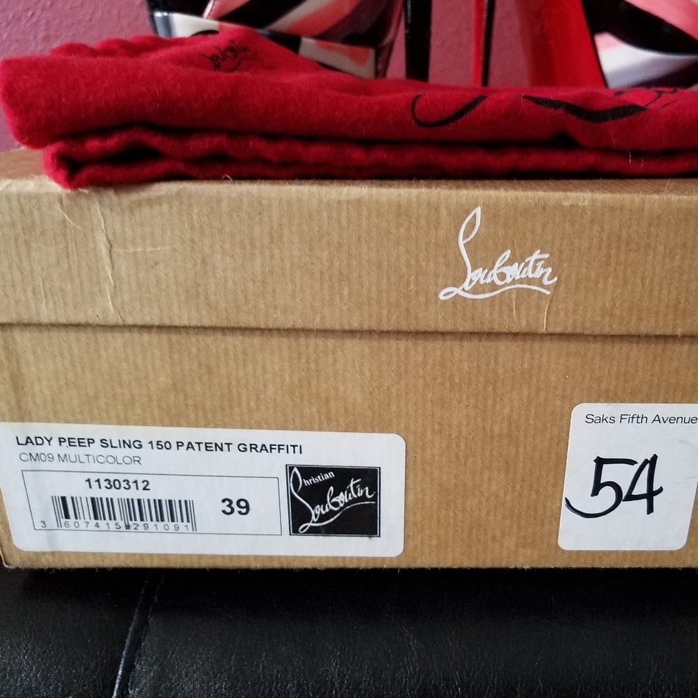 Authentic Christian Louboutin Lady Peep Graffiti - Picture 2 of 8